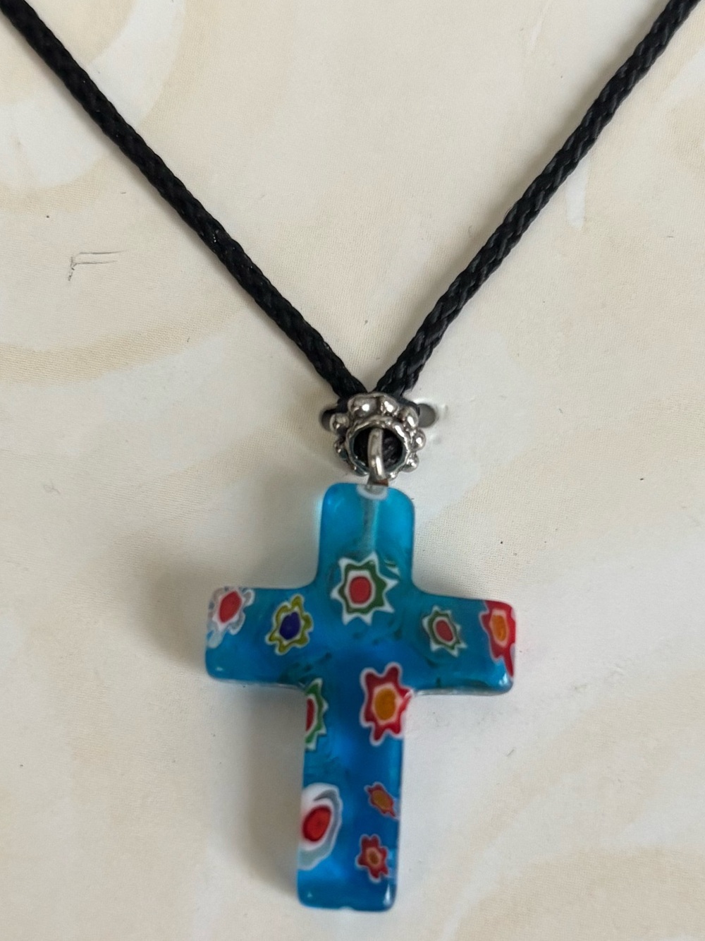 Glass Cross Pendant Necklace Milano Glass